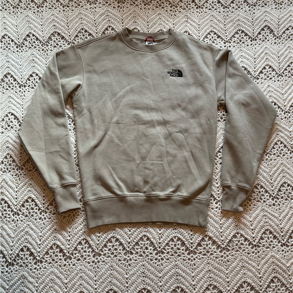 The North Face Men's Beige Crewneck Sweater Embroidered Unisex Small Soft